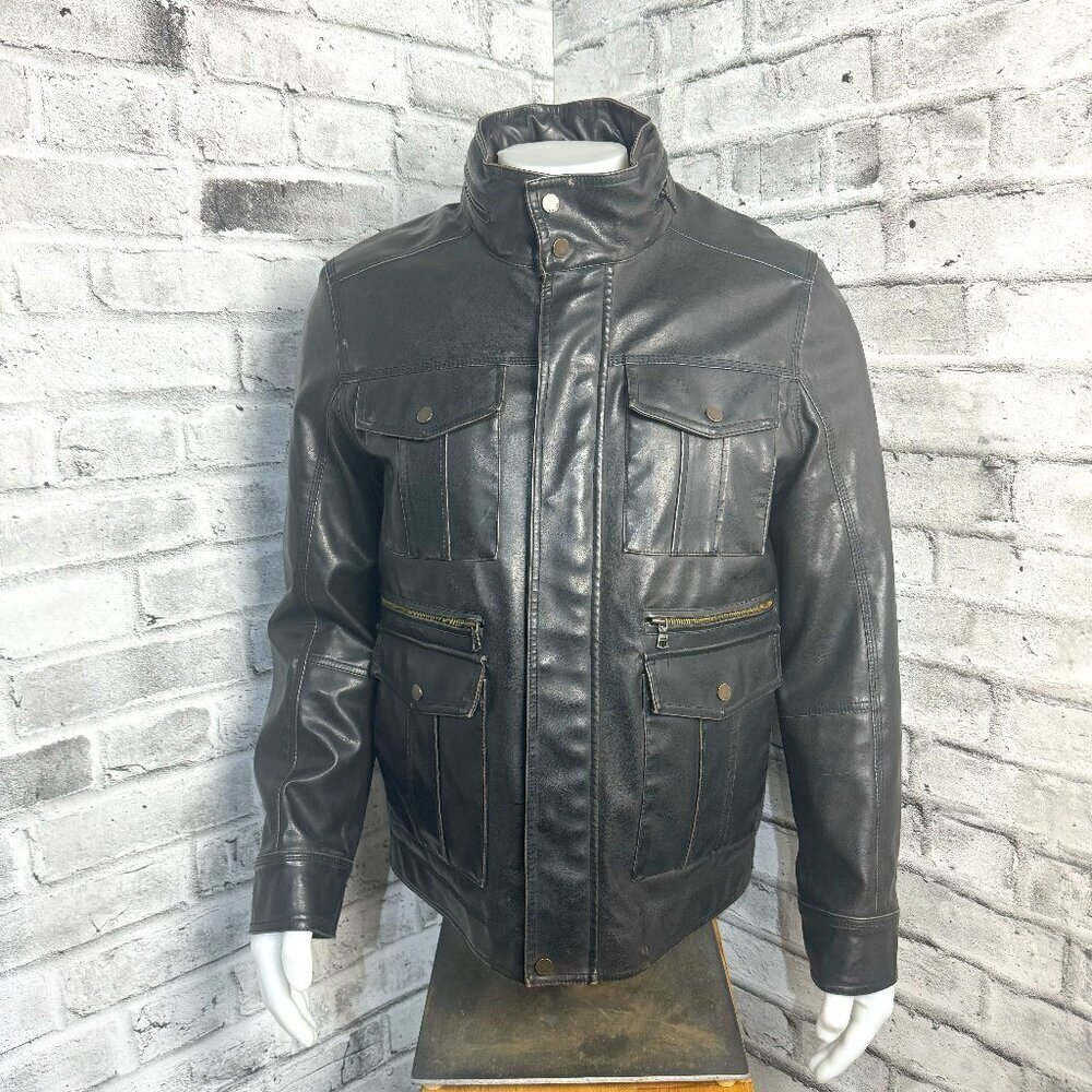 Tommy Hilfiger Black Leather Bomber Jacket